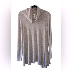 Misia Woman’s Tan Pullover Cowl Neck‎ Sweater Size Medium w/ Button Side Accents
